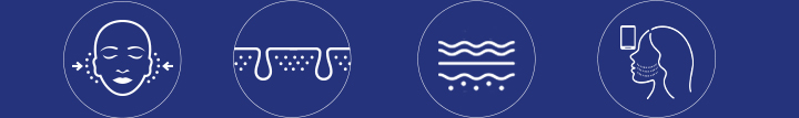 Skin elasticity image, Reduces number/area/depth of pores image, Improves pore texture image, Improves saggy skin caused by phone-face posture image