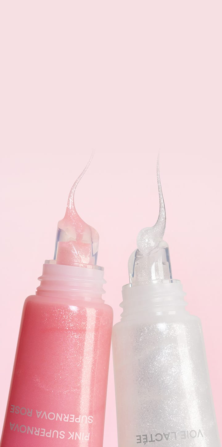 Lip Glowy Balm Stardust Edition 핑크 슈퍼노바, 밀키웨이 텍스처