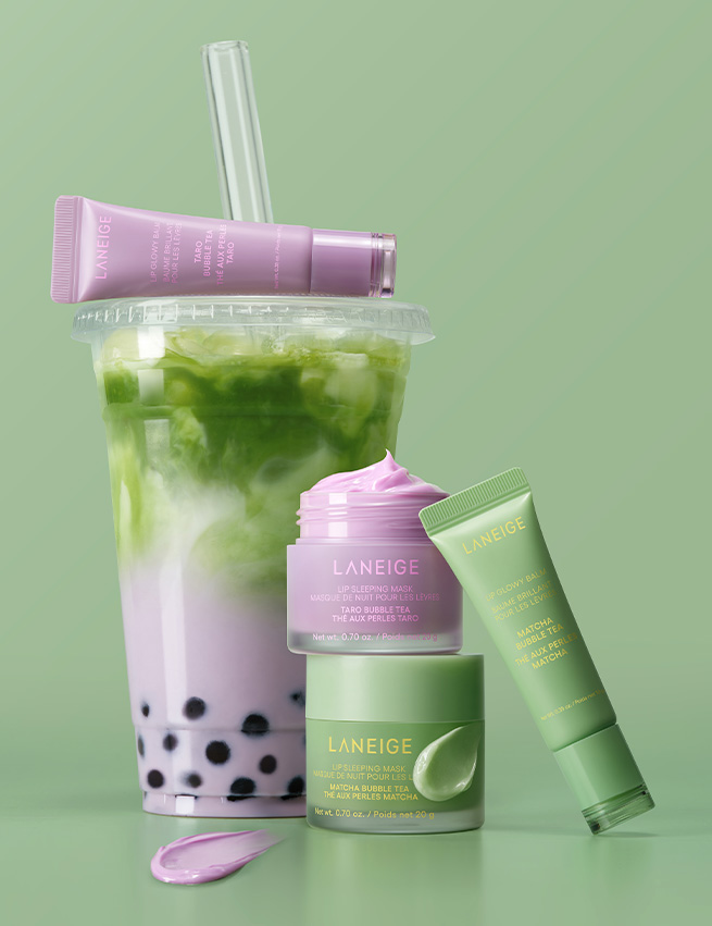 LANEIGE 립 슬리핑 마스크 타로버블티, 립 글로이 밤 타로버블티, 립 슬리핑 마스크 말차버블티, 립 글로이 밤 말차버블티