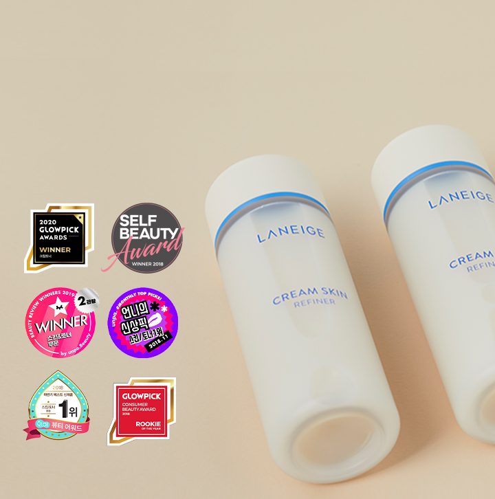 2020 GLOWPICK AWARDS 엠블럼, SELF BEAUTY AWARD 엠블럼, WINNER 스킨&토너 부문 2관왕 엠블럼, 언니의 신상 스킨/토너 1위 2018.11 엠블럼, 2018 스킨/토너 부문 1위 화해 뷰티 어워드 엠블럼, GLOWPICK CONSUMER BEAUTY AWARD ROOKIE 엠블럼