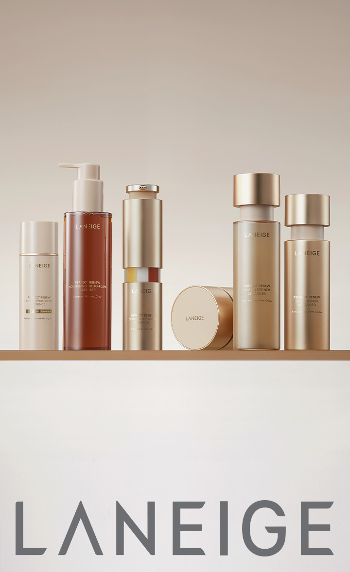 LANEIGE 5D 선 프로텍터 에센스, 퍼펙트 리뉴 3X 시그니처 세럼, 퍼펙트 리뉴 너리싱 오일 투 폼 클렌저, 3x 크림 어드밴스드, 3x 스킨 리파이너 어드밴스드 3x 에멀전 어드밴스드