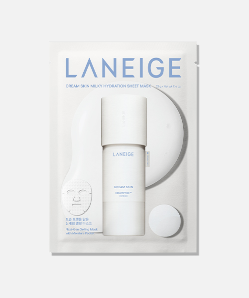 Laneige 스킨케어 크림 스킨 밀키 하이드레이션 시트 마스크 1 - 7겹레이어링, 퀵화잘먹마스크