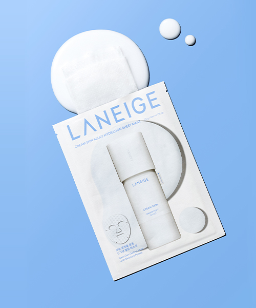 Laneige 스킨케어 크림 스킨 밀키 하이드레이션 시트 마스크 3 - 7겹레이어링, 퀵화잘먹마스크